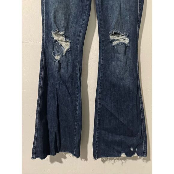 Judy blue flare distressed knee raw hen jeans 13/31 - Picture 5 of 12